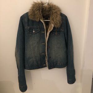 Abercrombie and Fitch fur collar jean jacket